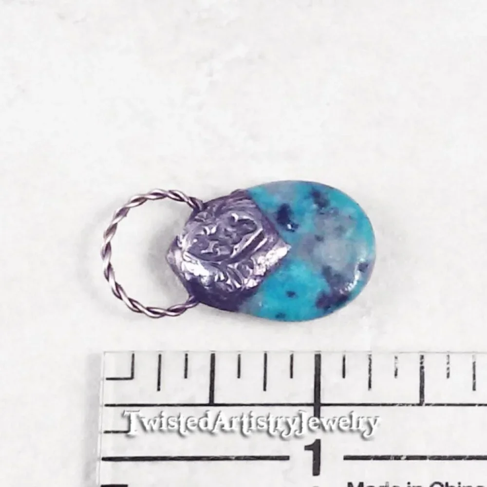 Aqua Kiwi Jasper Teardrop Pendant Necklace - Picture 4 of 6